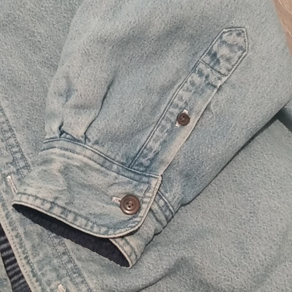 Men's vintage fleece lined denim jacket shirt - Picture 13 of 15